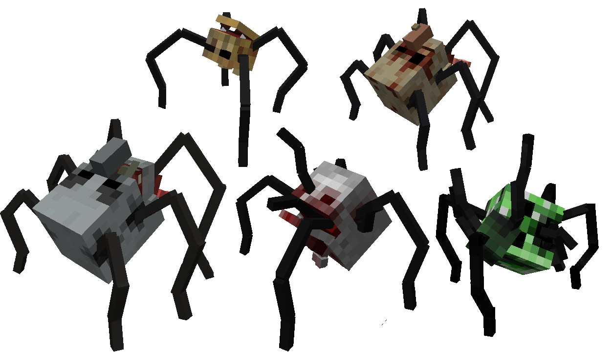 Ходячие головы поборника, скелета, крипера, оцелота, ведьмы